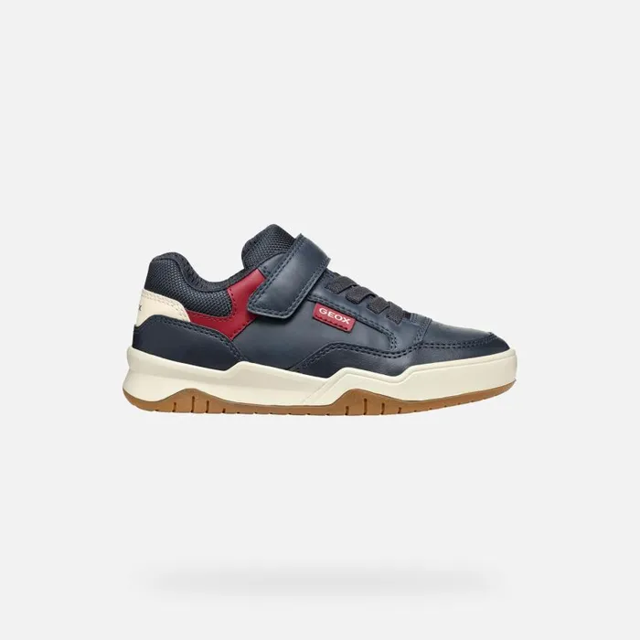 Kids Geox Sneakers PERTH BOY NavyDark Red Low Top Sneakers Navydark Red