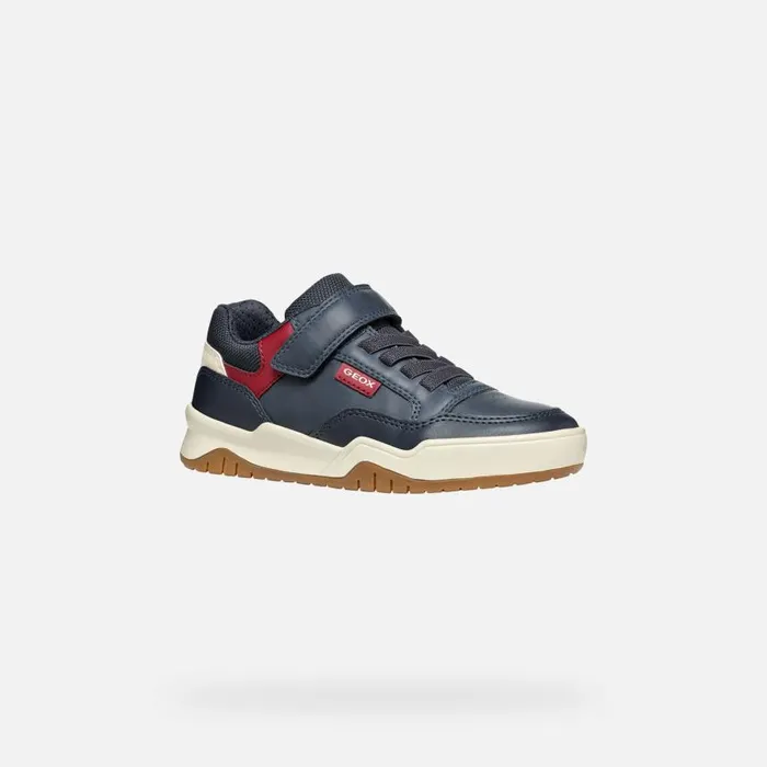 Kids Geox Sneakers PERTH BOY NavyDark Red Low Top Sneakers Navydark Red