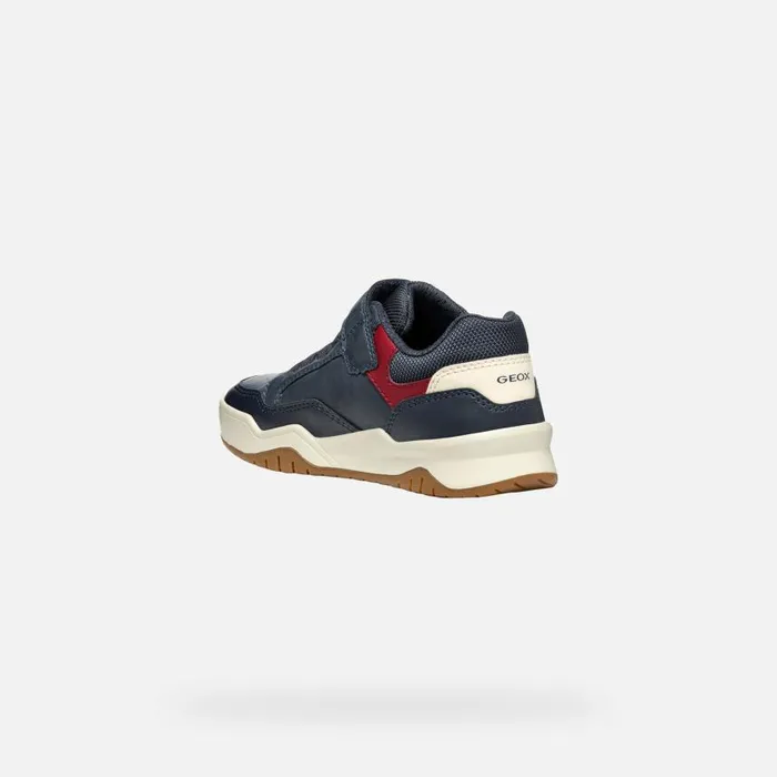 Kids Geox Sneakers PERTH BOY NavyDark Red Low Top Sneakers Navydark Red