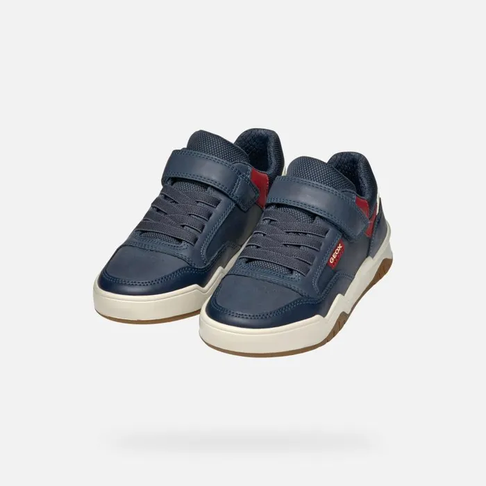 Kids Geox Sneakers PERTH BOY NavyDark Red Low Top Sneakers Navydark Red