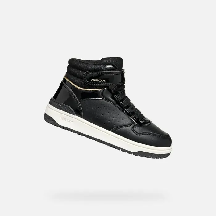 Kids Geox Sneakers WASHIBA JUNIOR Black High Top Sneakers Black