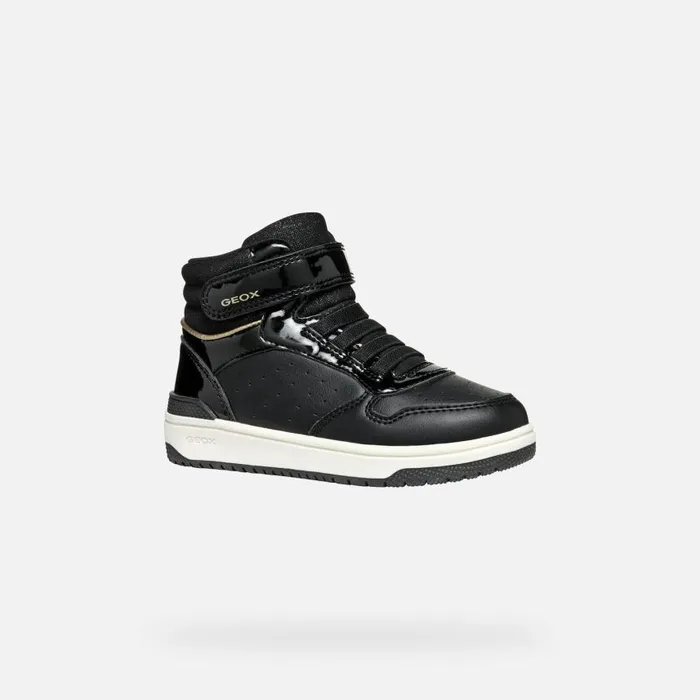Kids Geox Sneakers WASHIBA JUNIOR Black High Top Sneakers Black