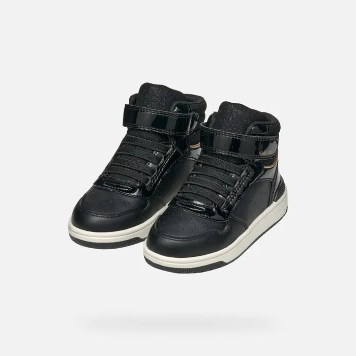 Kids Geox Sneakers WASHIBA JUNIOR Black High Top Sneakers Black