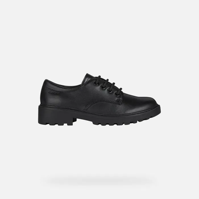 Kids Geox Uniform Shoes CASEY C LaceUp Shoes Black Junior Girl Geox Black