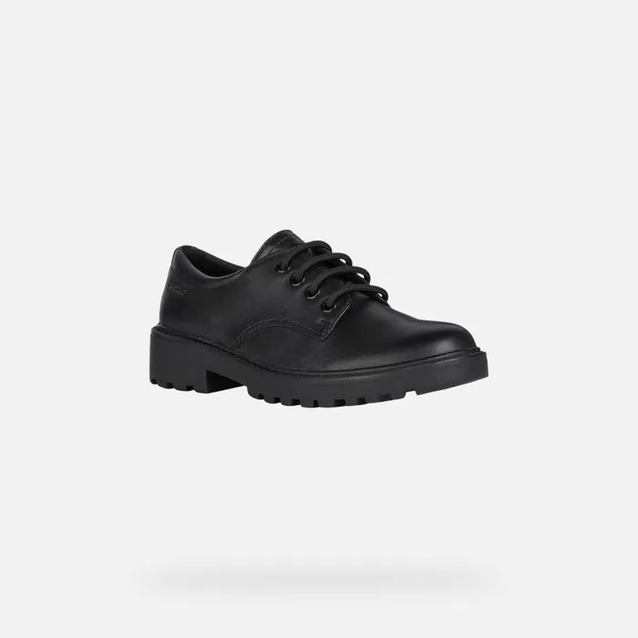 Kids Geox Uniform Shoes CASEY C LaceUp Shoes Black Junior Girl Geox Black