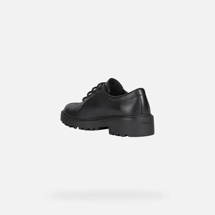 Kids Geox Uniform Shoes CASEY C LaceUp Shoes Black Junior Girl Geox Black