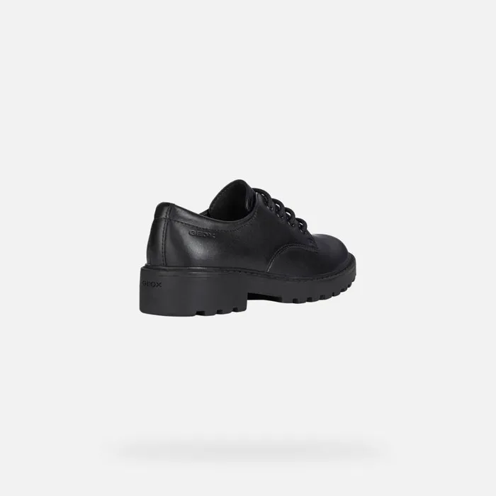 Kids Geox Uniform Shoes CASEY C LaceUp Shoes Black Junior Girl Geox Black
