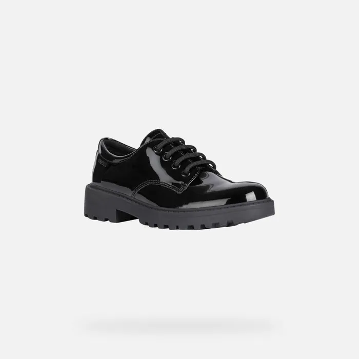 Kids Geox Uniform Shoes CASEY Junior Girl039s Black LaceUp Shoes UNIFORM Black
