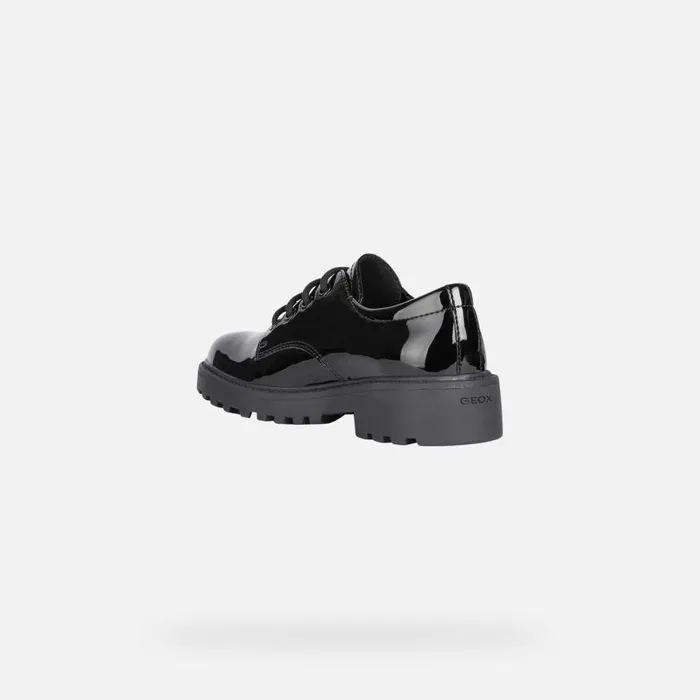 Kids Geox Uniform Shoes CASEY Junior Girl039s Black LaceUp Shoes UNIFORM Black