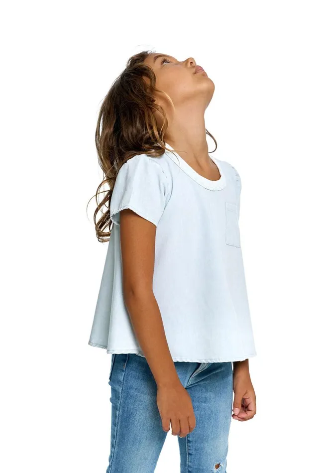 Kids Girls Chaser Brand Girls Heirloom Wovens Puff Sleeve Tee