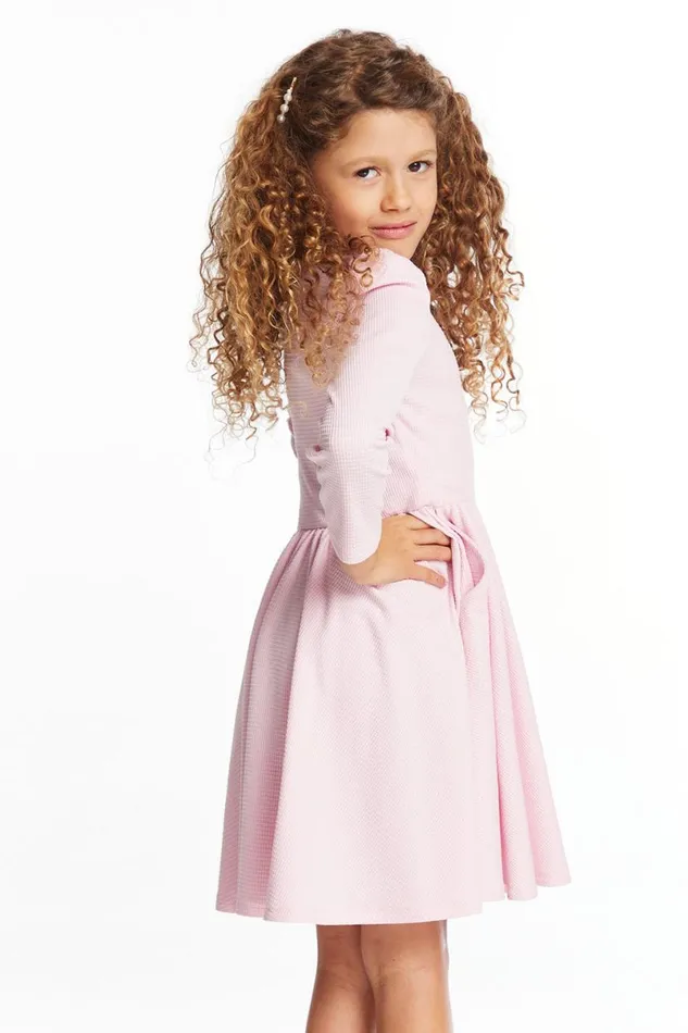 Kids Girls Chaser Brand Puff Girls Long Sleeve Ribbon Dress With Twirl Skirt