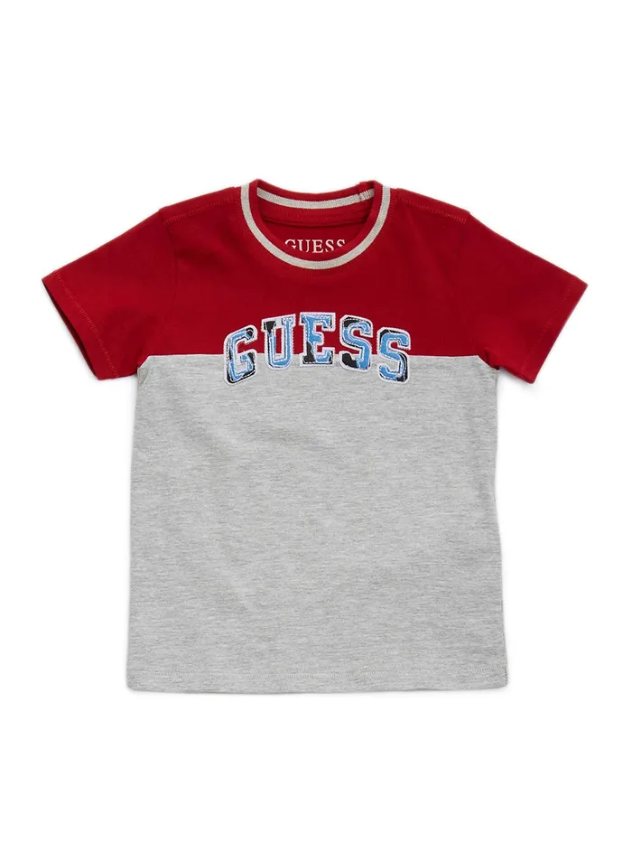 Kids Little Boy GUESS Grey Orange Combo Logo Tshirt 27