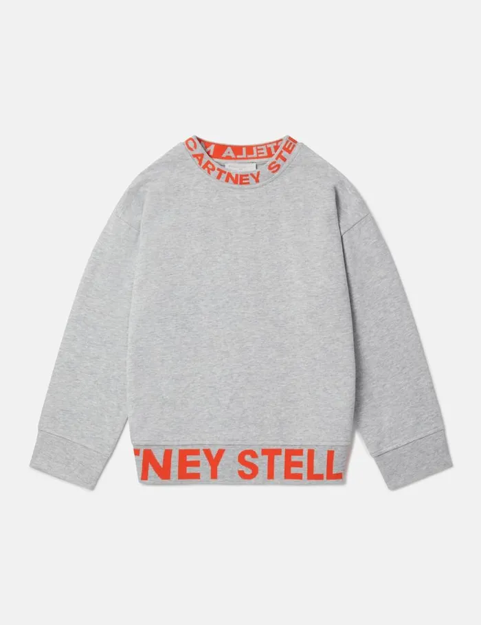 Kids Logo Tape Sweatshirt Grey Melange Stella McCartney Sweaters and Cardigans