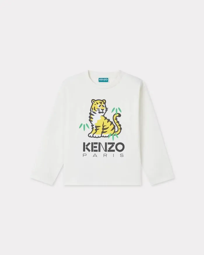 Kids Longsleeved Cotton Tshirt Off White Kenzo Tshirts And Sweatshirts