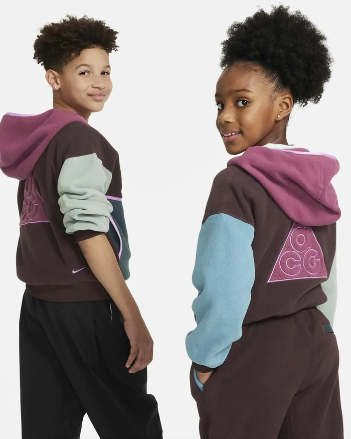 Kids Nike All Clothing ACG Icon Fleece Polartec 039Wolf Tree039 Earthrosewoodfaded Sprucerush Fuchsia