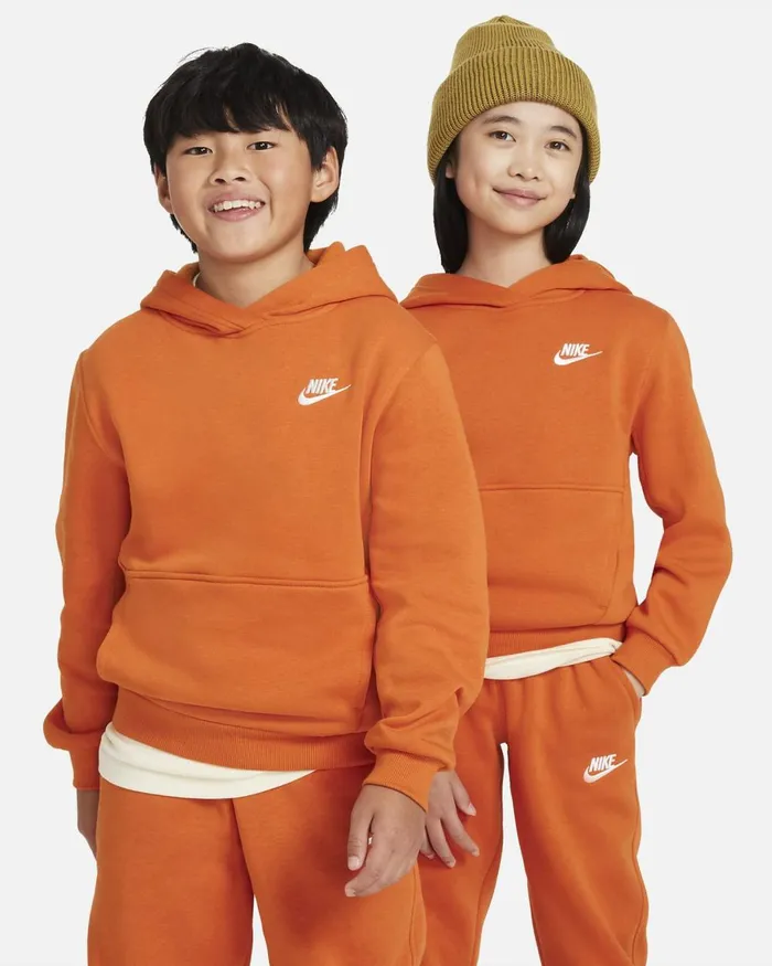 Kids Nike All Clothing Sportswear Club Fleece Campfire Orangewhite