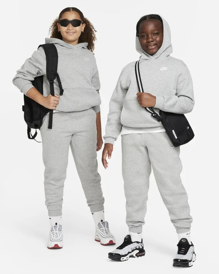 Kids Nike All Clothing Sportswear Club Fleece Dark Grey Heatherwhite