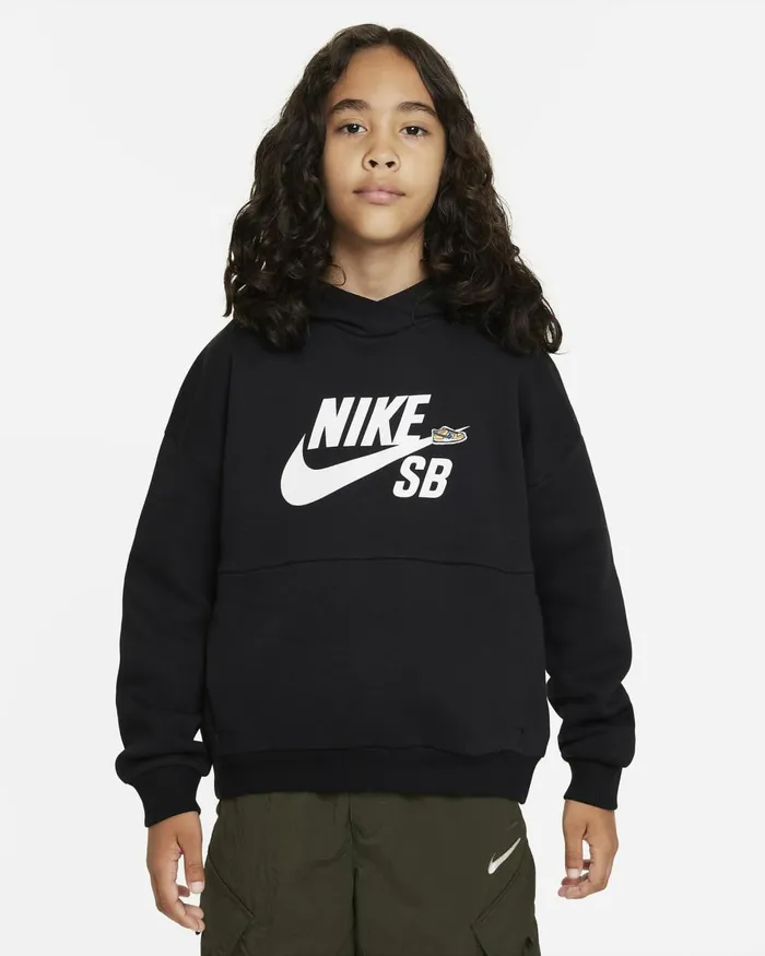 Kids Nike Hoodies And Sweatshirts SB Icon Fleece EasyOn Blackwhite