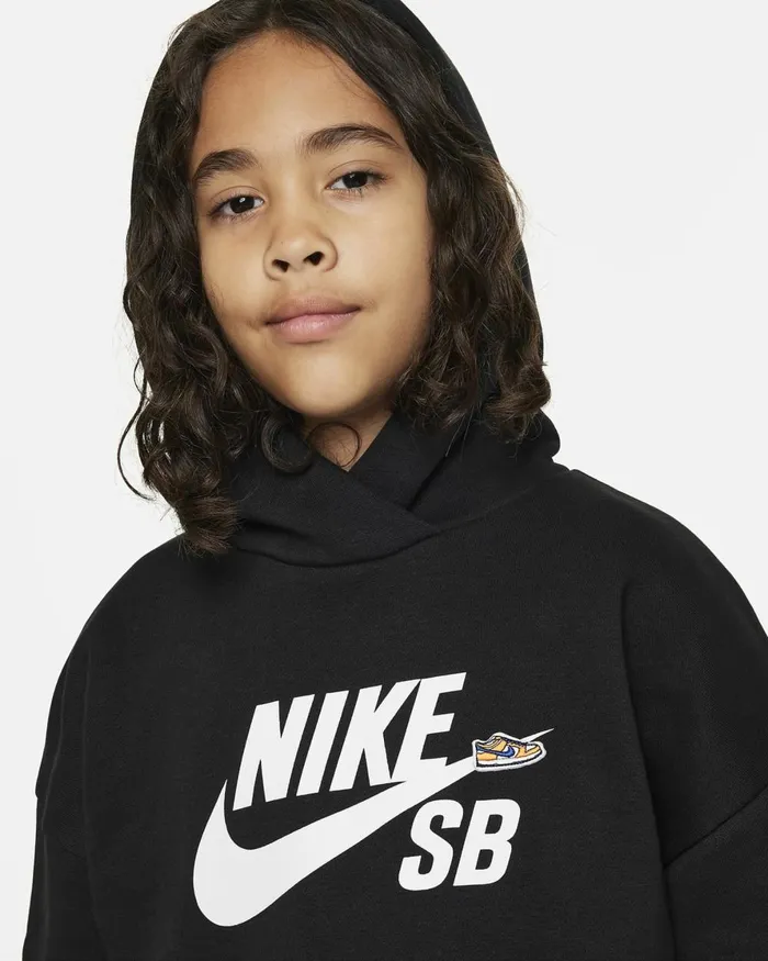Kids Nike Hoodies And Sweatshirts SB Icon Fleece EasyOn Blackwhite