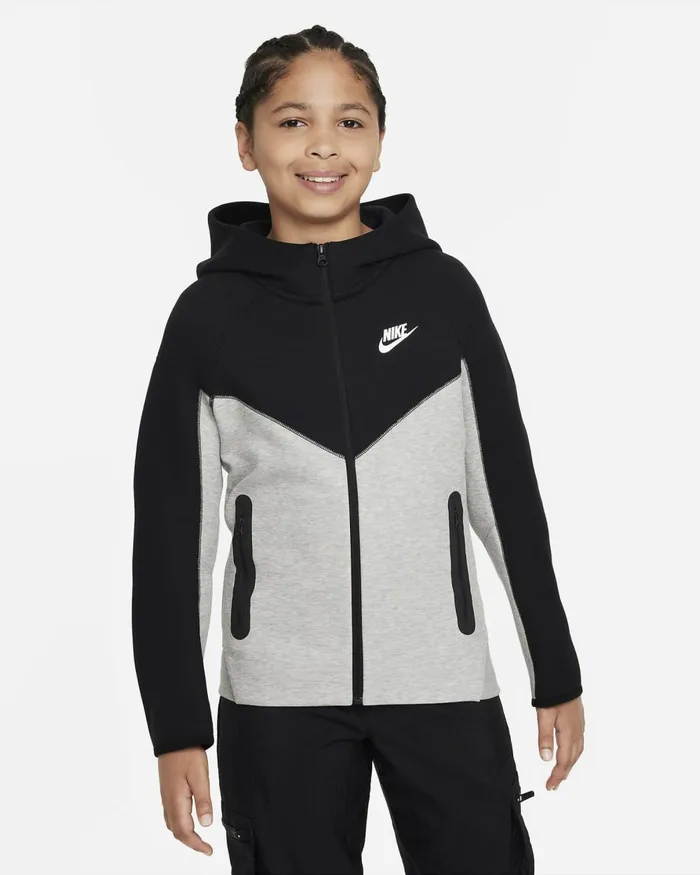 Kids Nike Hoodies And Sweatshirts Sportswear Tech Fleece Dark Grey Heatherblackblackwhite