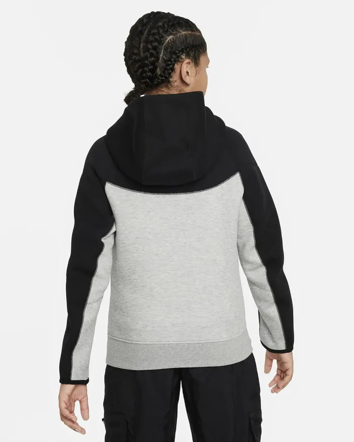 Kids Nike Hoodies And Sweatshirts Sportswear Tech Fleece Dark Grey Heatherblackblackwhite