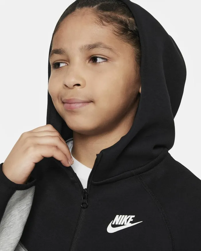 Kids Nike Hoodies And Sweatshirts Sportswear Tech Fleece Dark Grey Heatherblackblackwhite