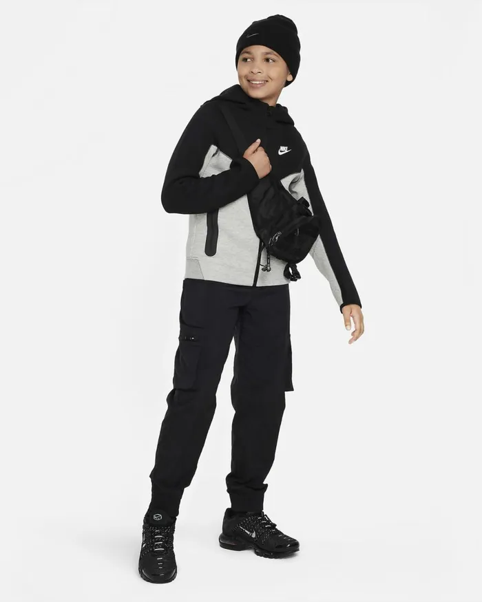 Kids Nike Hoodies And Sweatshirts Sportswear Tech Fleece Dark Grey Heatherblackblackwhite