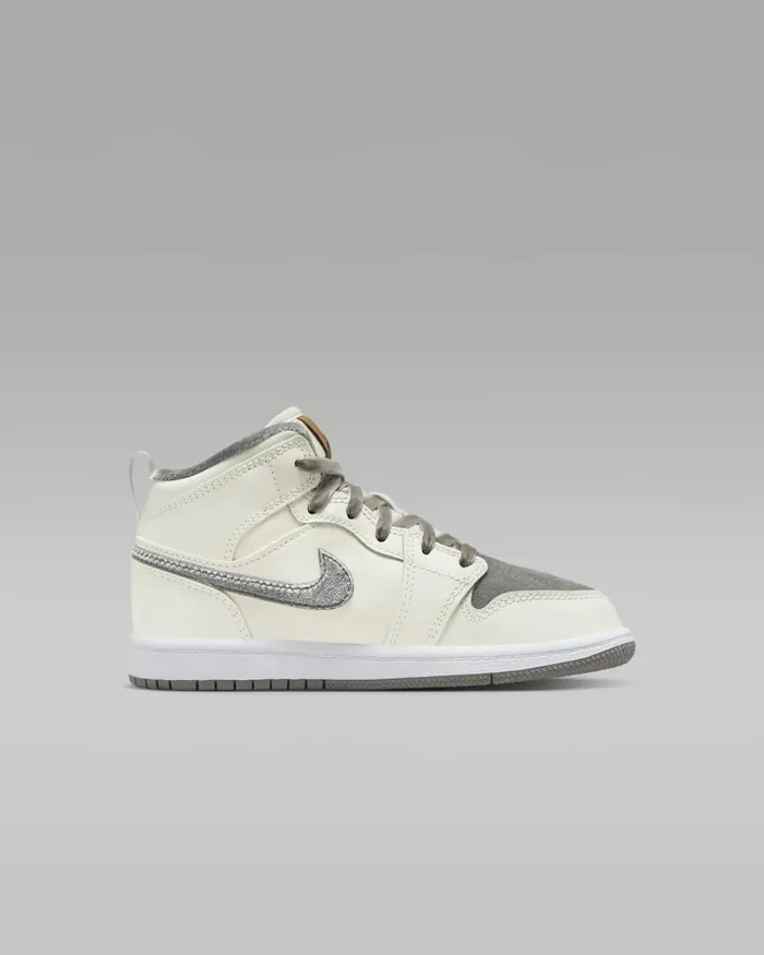 Kids Nike Jordan Jordan 1 Mid SE Sailmetallic Goldflat Pewter