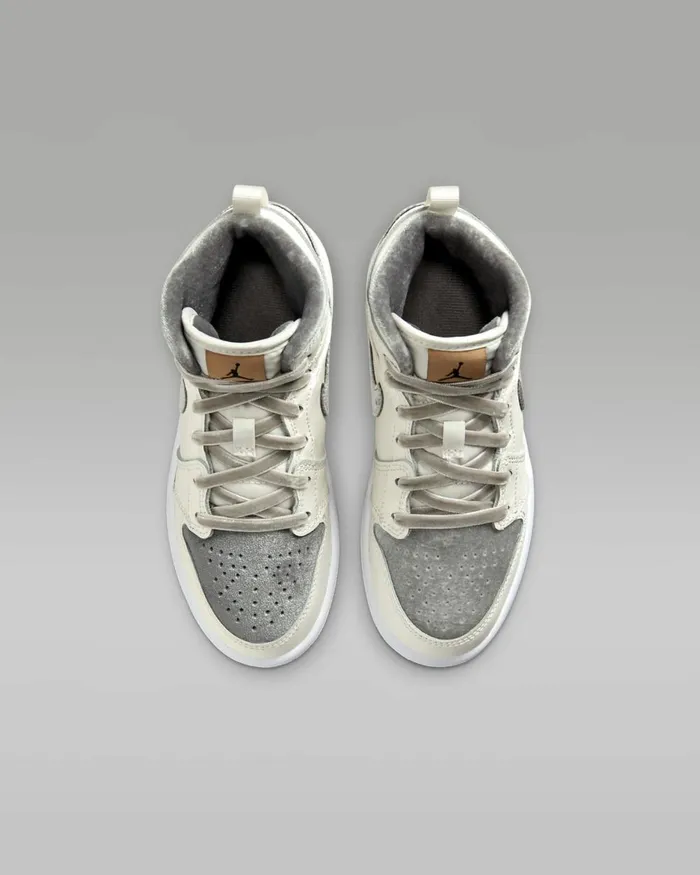 Kids Nike Jordan Jordan 1 Mid SE Sailmetallic Goldflat Pewter