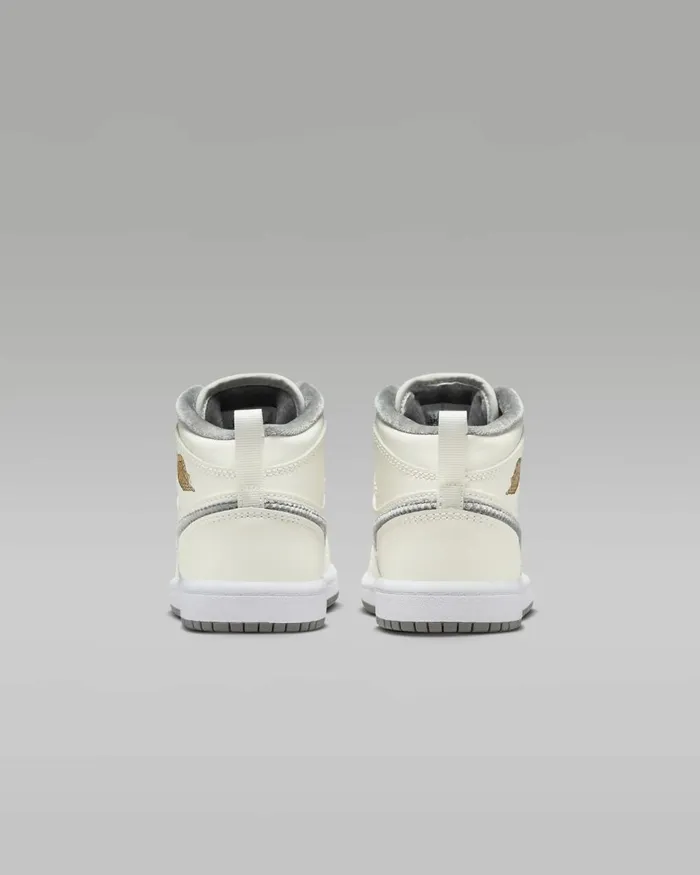 Kids Nike Jordan Jordan 1 Mid SE Sailmetallic Goldflat Pewter