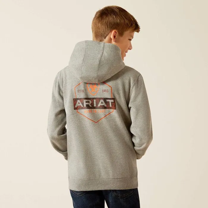 Kids Sweatshirts and Hoodies Ariat Bold Hex Hoodie Grey Heather Kids Sweatshirts and Hoodies Ariat Bold Hex Hoodie Grey Heather