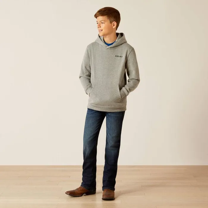 Kids Sweatshirts and Hoodies Ariat Bold Hex Hoodie Grey Heather Kids Sweatshirts and Hoodies Ariat Bold Hex Hoodie Grey Heather