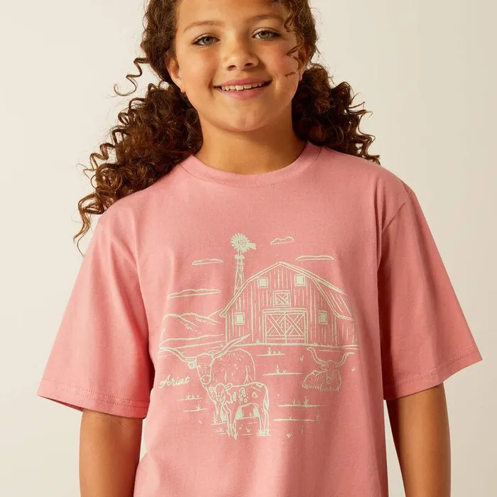 Kids TShirts and Polos Ariat Ariat Farm Scene SS TShrt Dusty Rose Kids TShirts and Polos Ariat Ariat Farm Scene SS TShrt Dusty Rose
