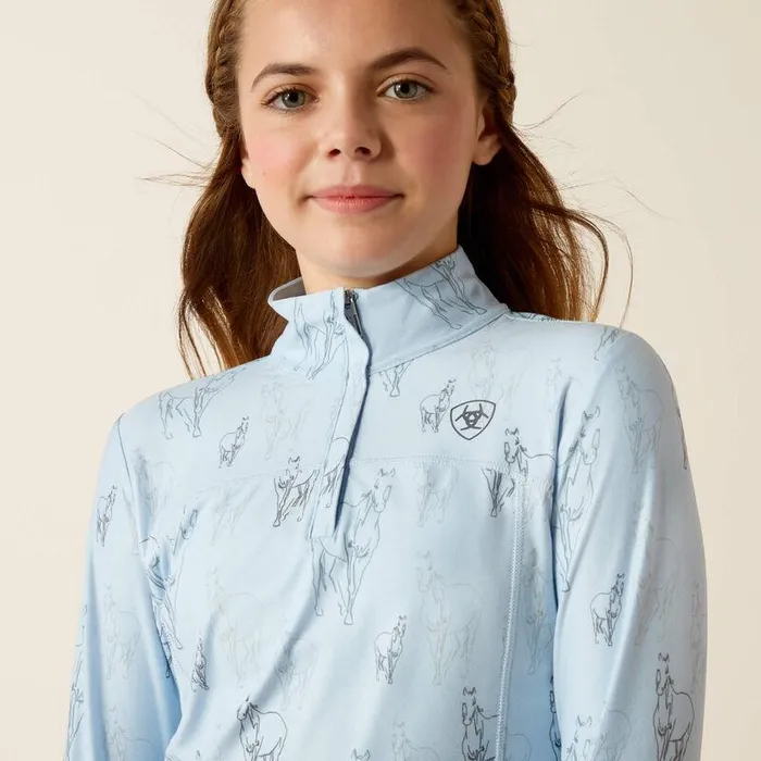Kids TShirts and Polos Ariat Lowell 30 14 Zip Baselayer Sketch Horse