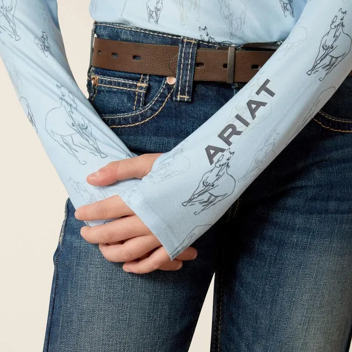 Kids TShirts and Polos Ariat Lowell 30 14 Zip Baselayer Sketch Horse