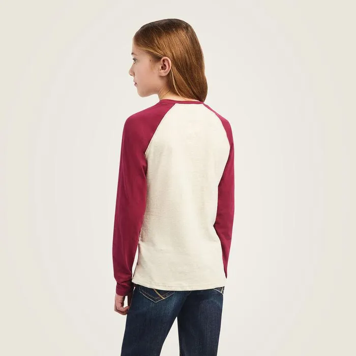 Kids TShirts and Polos Ariat REAL Zuma Baseball Shirt Oatmeal Heather