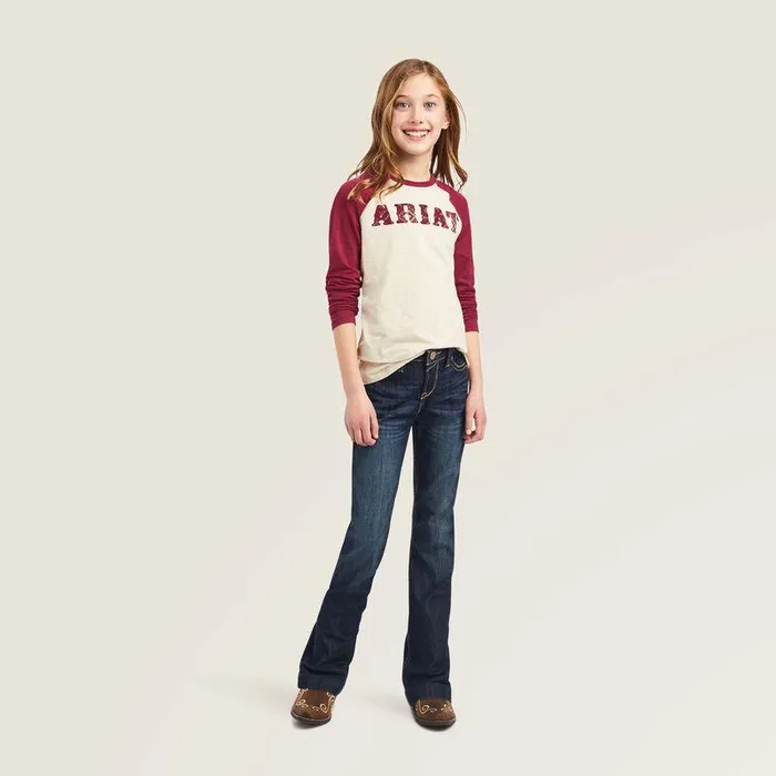 Kids TShirts and Polos Ariat REAL Zuma Baseball Shirt Oatmeal Heather