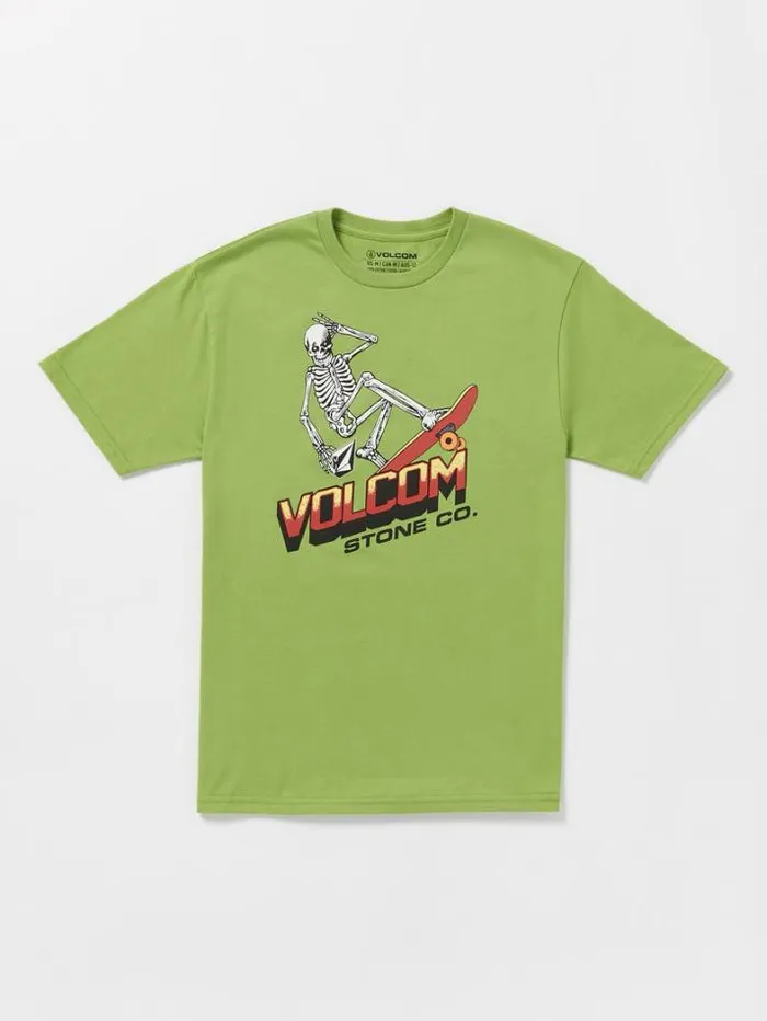 Kids TShirts and Tanks Volcom Big Boys Bone Slide Short Sleeve Tee 8211 Seaweed Green