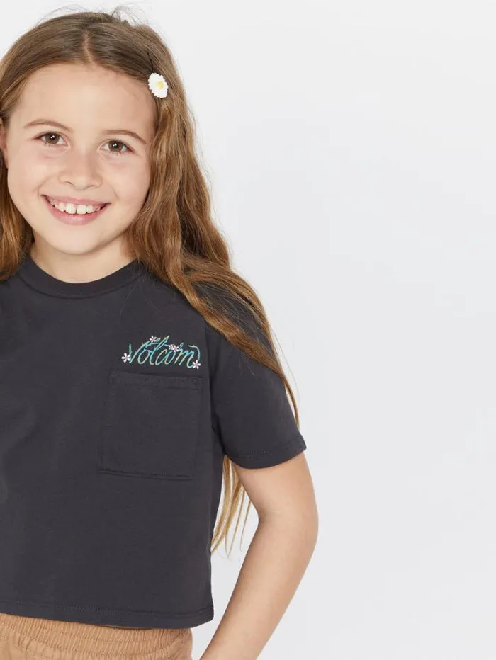 Kids TShirts and Tanks Volcom Girls Pocket Dial Tee 8211 Vintage Black