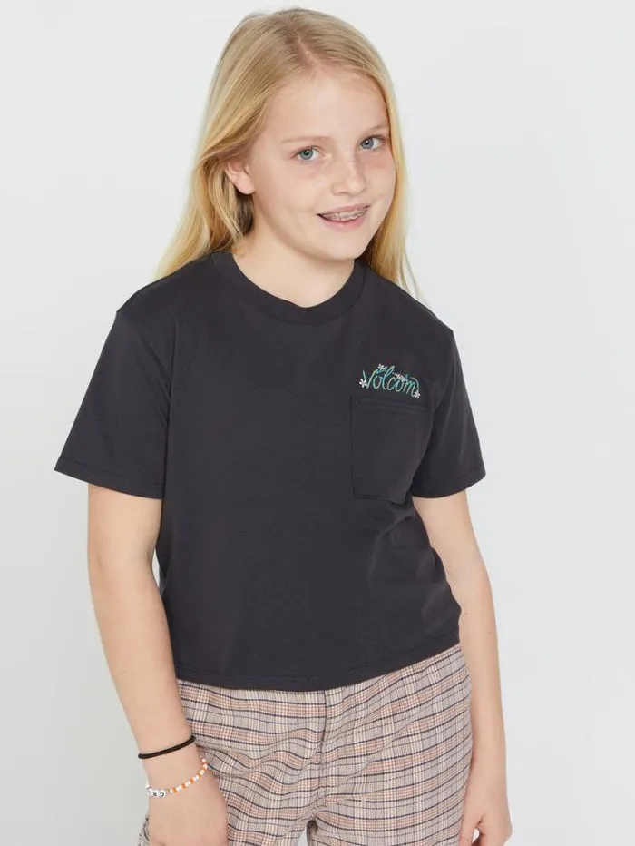 Kids TShirts and Tanks Volcom Girls Pocket Dial Tee 8211 Vintage Black