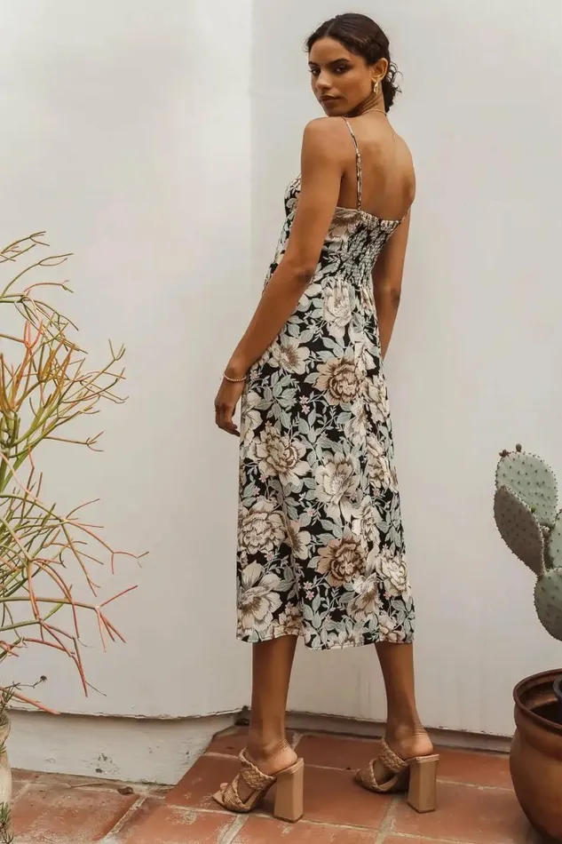Kim Floral Midi Dress In Black 8211 FINAL SALE Black Women Bohme Dresses