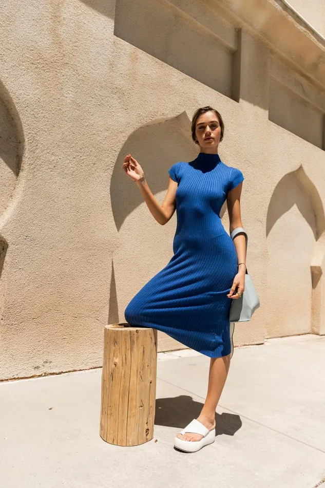 Kimi Bodycon Dress In Blue Blue Women Bohme Dresses