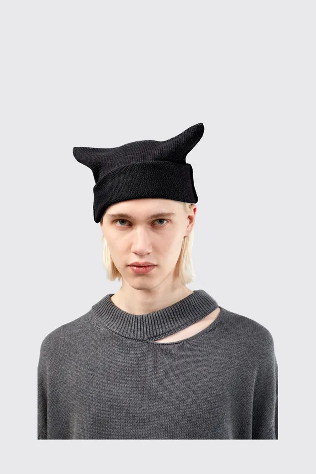 Knit Men Camper Knit Hat Black Melange Knit Hat One Size