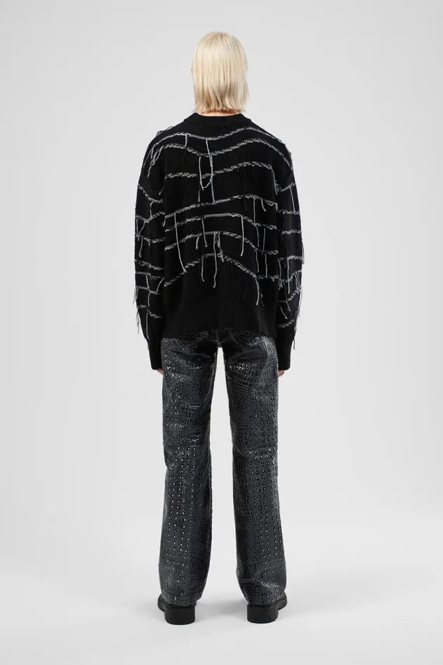 Knit Men Camper Melange Knit Sweater Black Organic Cotton Knit Sweater