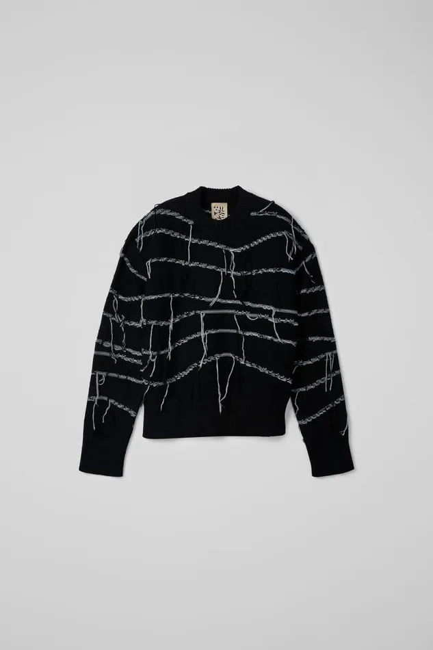 Knit Men Camper Melange Knit Sweater Black Organic Cotton Knit Sweater