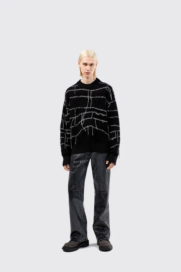 Knit Men Camper Melange Knit Sweater Black Organic Cotton Knit Sweater