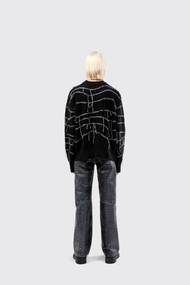 Knit Men Camper Melange Knit Sweater Black Organic Cotton Knit Sweater