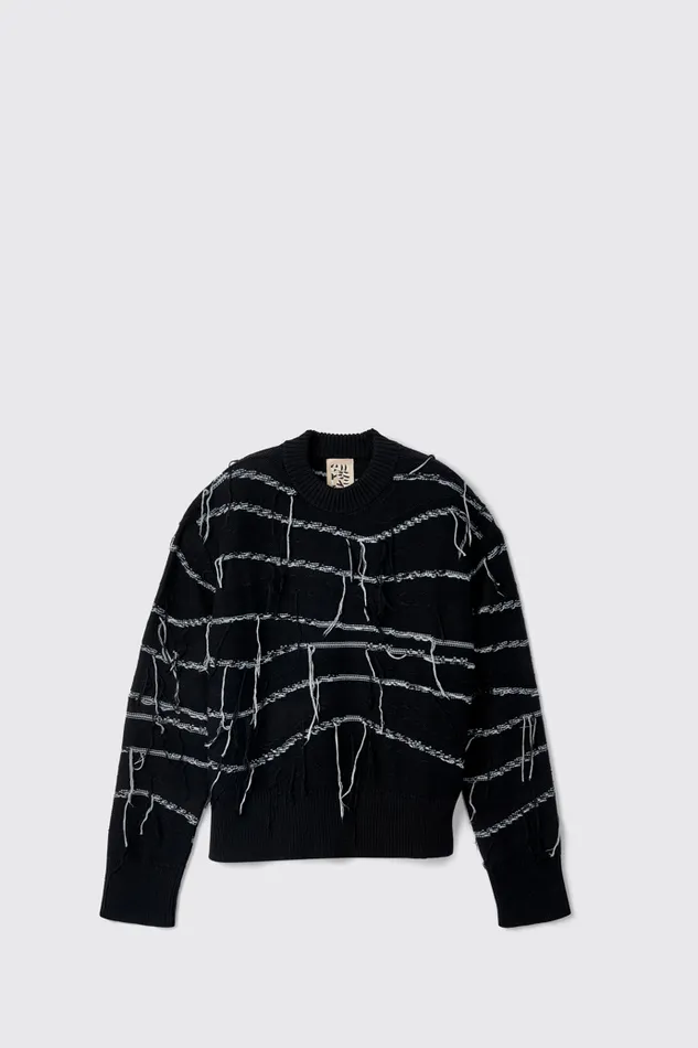 Knit Men Camper Melange Knit Sweater Black Organic Cotton Knit Sweater