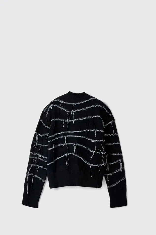 Knit Men Camper Melange Knit Sweater Black Organic Cotton Knit Sweater