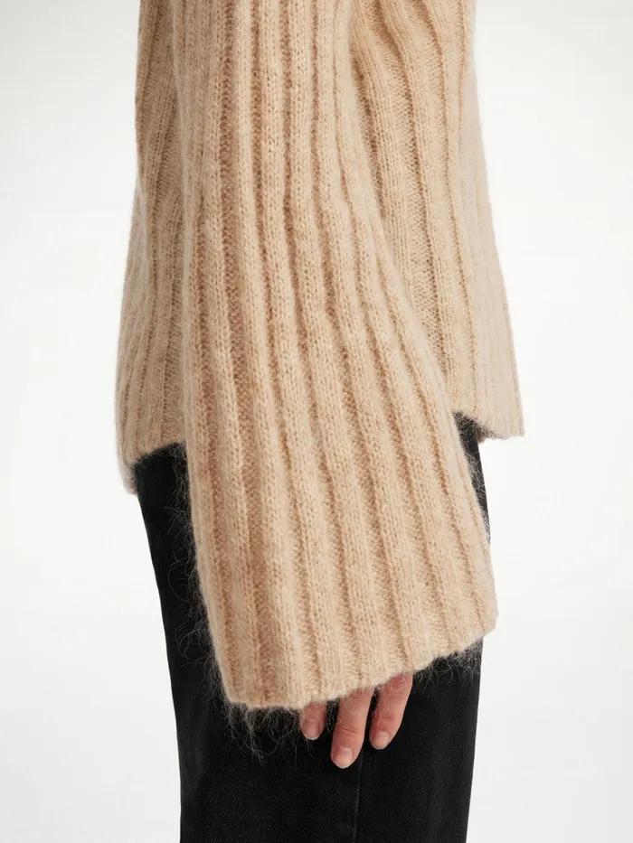 Knitwear Women By Malene Birger Cierra Ribbed Sweater Twill Beige Knitwear Women By Malene Birger Cierra Ribbed Sweater Twill Beige